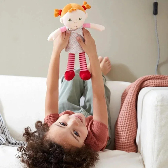 HABA Snug Up Roya - 10" Soft Doll with Fuzzy  Red Pigtails, Embroidered Face - Picture 8 of 12